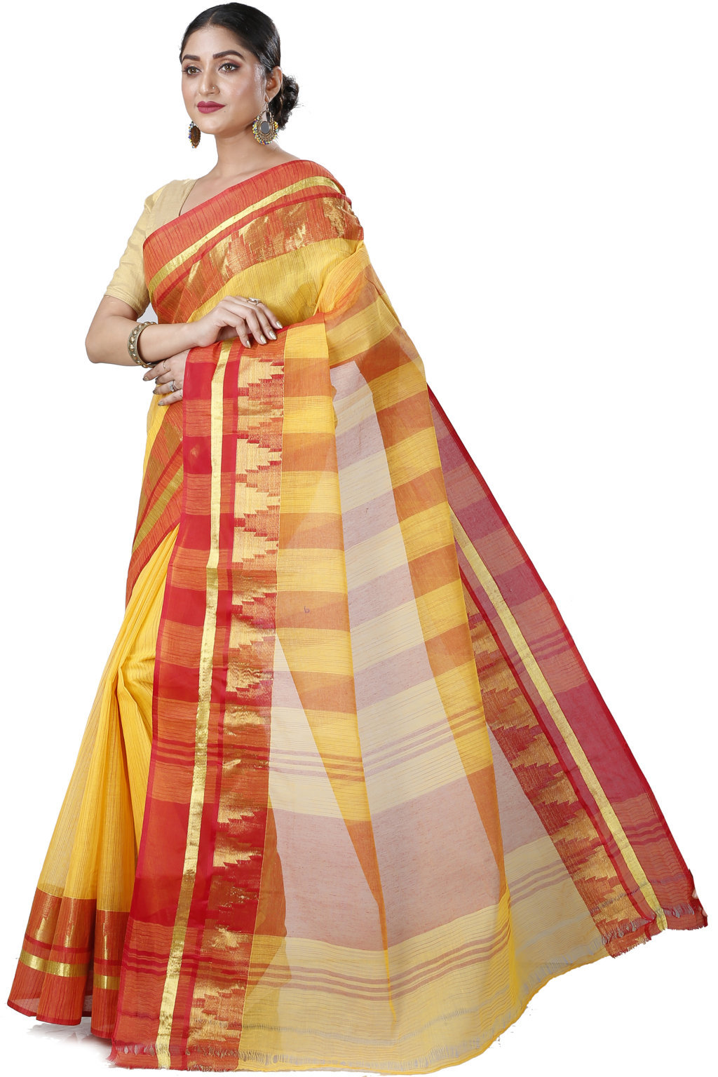 Red Pure Cotton Vrinda Tant Saree (1095)